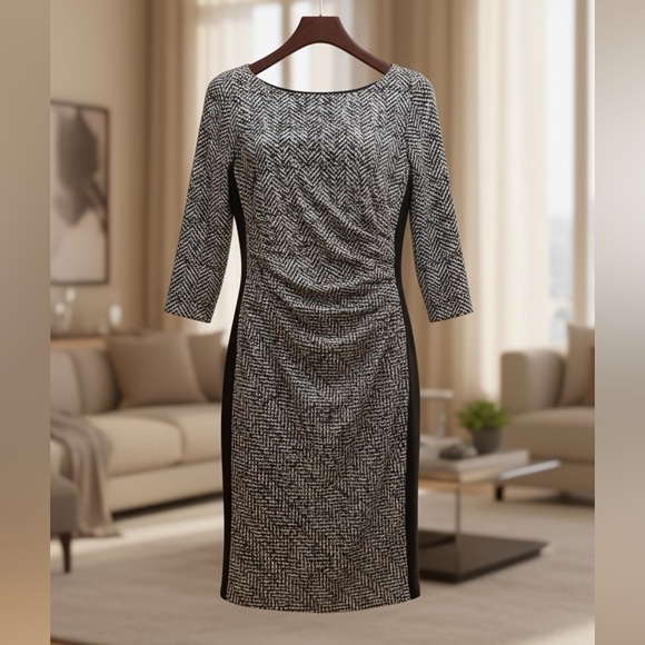 Ralph Lauren Black and White Long Sleeve Dress - Picture 1 of 5